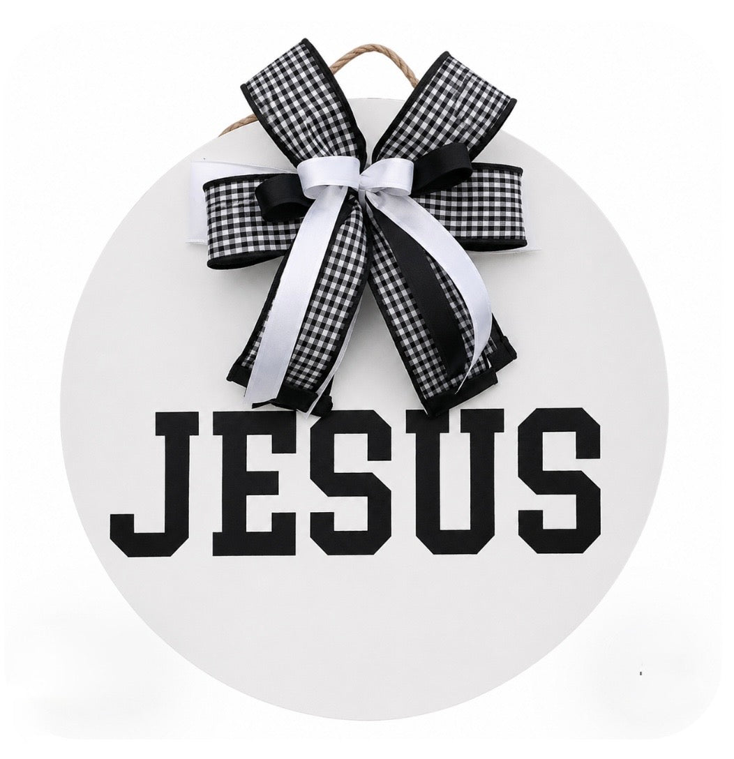 Custom Jesus Door Hanger – Black & White
